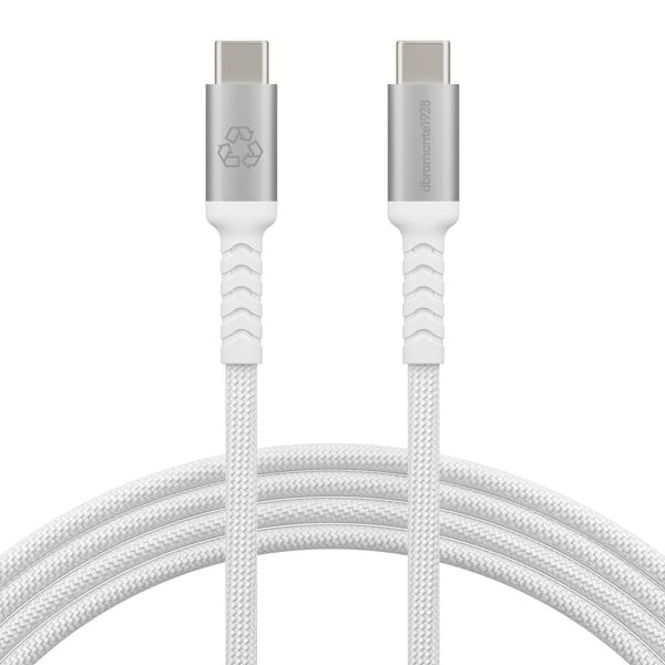 dbramante1928 re-charge it - USB-kabel - USB-C (hann) til USB-C (hann) - 2 m - flettet, USB Power Delivery (240 W), 100 % resirkulert plast - hvit