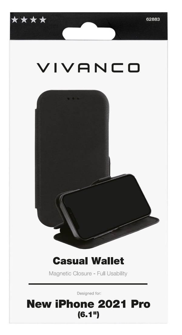 Vivanco Casual, Plånbok, Apple, iPhone 13 Pro, 15,5 cm (6.1"), Svart