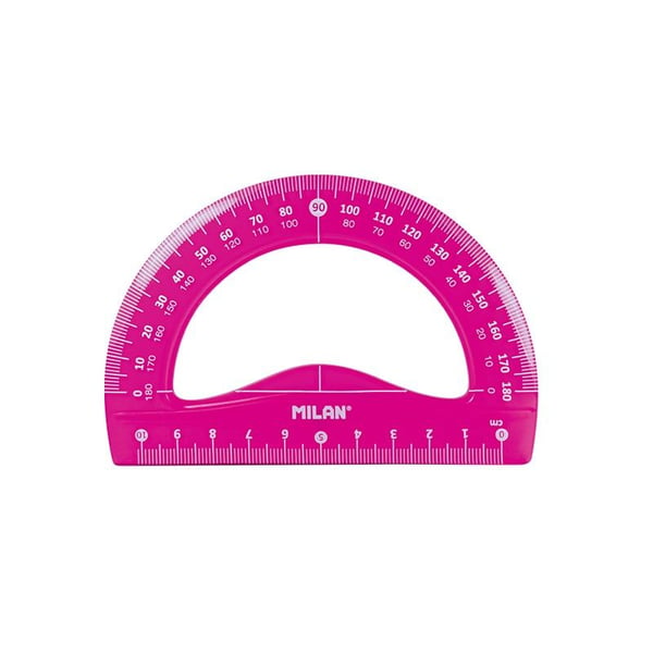 Milan Flex & Resistant Acid, Protractor, Linjal, Trekant, 4 stykker, Rosa, 45° & 60°, Halvsirkel, 108 g