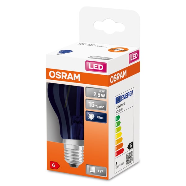 Osram STAR, 2,5 W, 4 W, E27, 4 lm, 15000 t, Blå