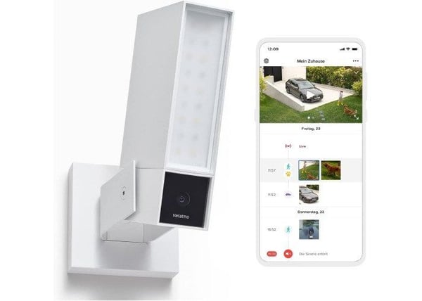 Netatmo smart utendørskamera med alarmsirene, hvit (DE)
