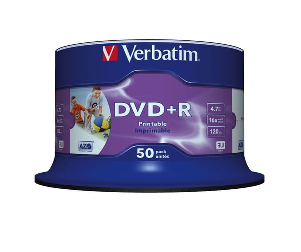 Verbatim 43512 DVD+R-plater 4,7 GB 16x, 50-pk, printbare