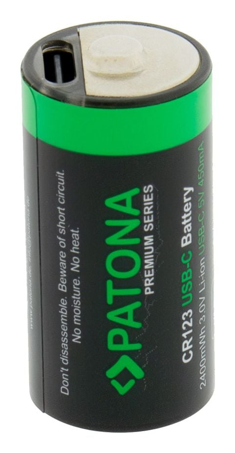 PATONA CR123A, Oppladbart batteri, CR123A, Lithium, 4 stykker, 450 mAh, 34,2 mm