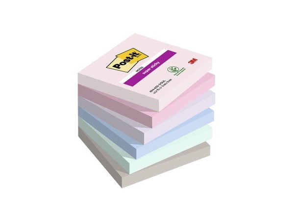 Post-it® Soulful Super Sticky Z-Notes 76x76 mm, med 6 stk. ass. farver