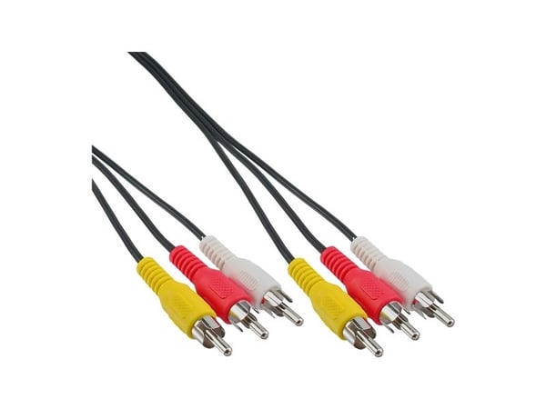 InLine 89996, 2 m, 3 x RCA, musta, kultainen, uros/uros liitin