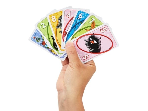 Mattel Games UNO Moomin -korttipeli, 7-vuotiaille ja sitä vanhemmille
