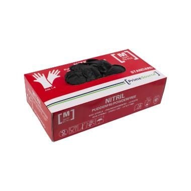 Kertakäyttökäsine Prime Source STANDARD koko M ilman pulveria Nitriili AQL 1.5 Musta, 10 kpl x 100 kpl/krt