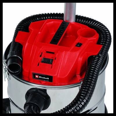 Einhell TE-AV 18/15 Li C-Solo, 15 L, Musta, Harmaa, Punainen, 1,2 m, 3,6 cm, Alumiini, 4 renkaita