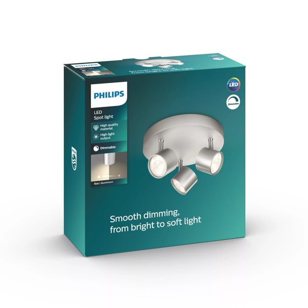 Philips myLiving STAR - Takspotlight - LED - 3 uttag - 13.5 W - 2700 K - aluminium
