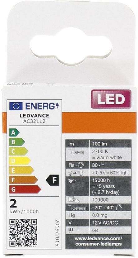 OSRAM - LED-lyspære - form: T10 - klar finish - G4 - 1 W (ekvivalent 10 W) - klasse F - varmt hvitt lys - 2700 K