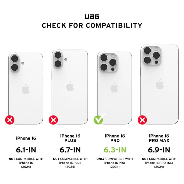 Urban Armor Gear Plyo, Mobilskal, Apple, iPhone 16 Pro, 16 cm (6.3"), Transparent, Vit