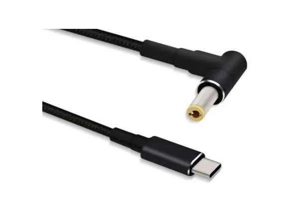 MicroConnect - Strømkabel - USB-C (hann) rett til 5,5 x 2,5 mm DC-jakk (hann) vinklet - 15 V - 5 A - 1.2 m - svart