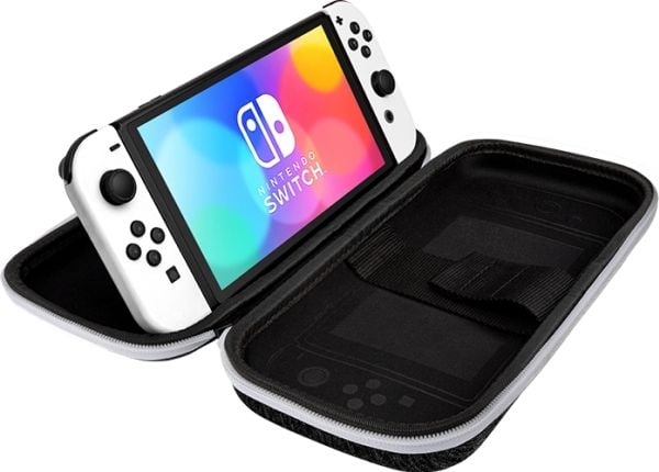 PDP Deluxe Travel Case - Spillkonsollveske - tynn - svart og hvit - for Nintendo Switch, Nintendo Switch Lite, Nintendo Switch OLED