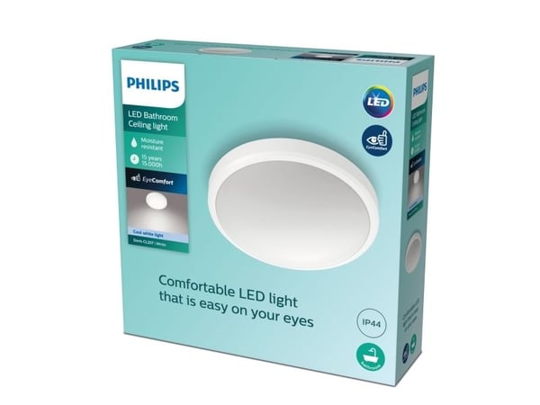 Philips Toiminnollinen Doris kattovalaisin 17W, LED, Ei vaihdettavissa oleva hehkulamppu, 1700 lm, IP44, Valkoinen
