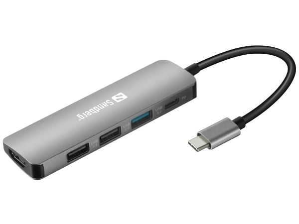Sandberg USB-C Dock HDMI+3xUSB+PD 100W - Dokkingstasjon - USB-C - HDMI