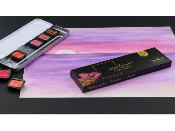 FINETEC® Pearlescent akvarellsett Warm | 6 farger