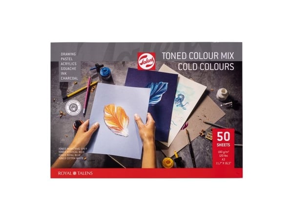 Talens Toned paper pad Cold colour mix | 42 x 29,7 cm (A3), 180 g, 50 ark