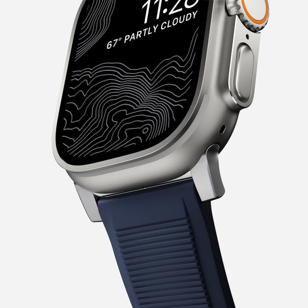 Nomad NM01296485, Band, SmartWatch, Blå, Apple, Watch 49mm, 46mm, 45mm, 44mm, and 42mm (Ultra 1-3, Series 1-11, and SE), Gummi