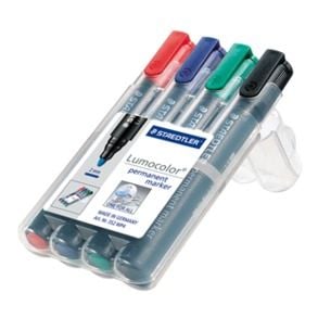 Staedtler Lumocolor permanent, Musta, Sininen, Vihreä, Punainen, Musta, Polypropeeni (PP), 2 mm, 4 kpl
