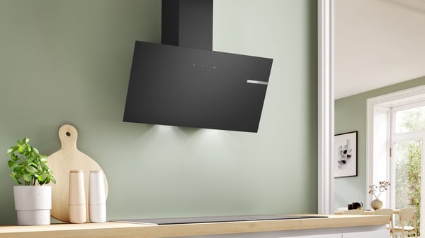 Bosch Serie | 2 DWK85DK60 - Panser - skorsteinvinklet - bredde: 79 cm - dybde: 32.5 cm - ekstraksjon og resirkulasjon (-) - svart