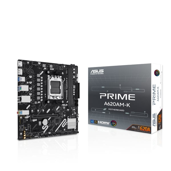 ASUS PRIME A620AM-K - Moderkort - micro ATX - Socket AM5 - AMD A620A Chipuppsättning - USB 3.2 Gen 1 - Gigabit LAN - inbyggda grafiken (CPU krävs) ...