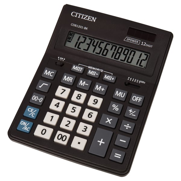 Citizen CDB1201-BK, Tasku, Perus, 12 lukua, 1 linjat, Akku/Aurinko, Musta