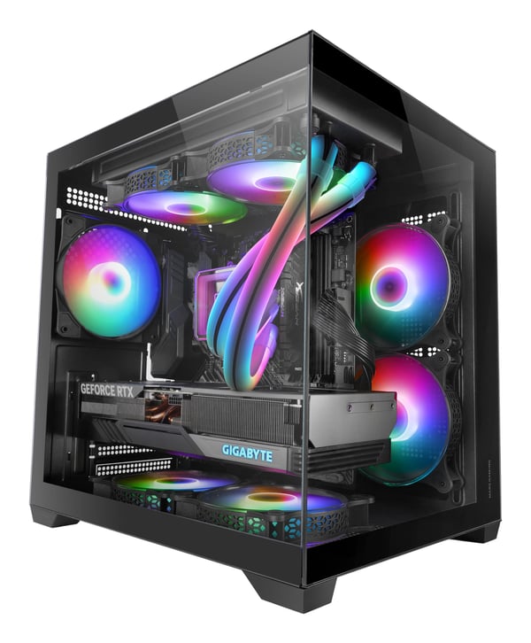 Mars Gaming MC-VIEW2, Mini Tower, PC, Svart, micro ATX, Mini-ITX, Metall, Härdat glas, Spela