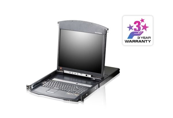 Aten KL1508AIM-AXA-AG, 1600 x 1200 pikseliä, Ethernet LAN, jalustakiinnitys, 1U, 28 W, musta
