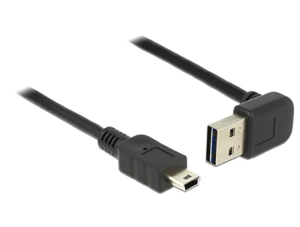 Delock EASY-USB - USB-kabel - mini-USB typ B (hane) till USB (hane) - USB 2.0 - 2 m - 90° anslutning - svart