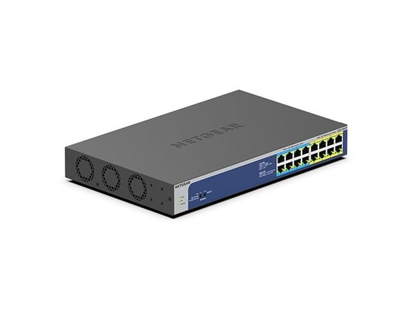 NETGEAR GS516UP, Hallitsematon, Gigabit Ethernet (10/100/1000), Täysin kaksipuolinen, Power over Ethernet -tuki, Telineasennus
