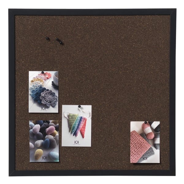 Opslagstavle 60x60 cm mørkebrunt kork med sort ramme