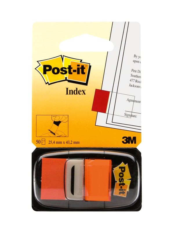 3M Post-It folieindekseringsfliker 25x43mm 50 stk. oransje (13K001E)