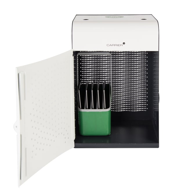 LocknCharge Carrier 10, Kabinett for håndtering av bærbare enheter, Blå, Grønn, Grå, Hvit, Bord, Vegg, Rustfritt stål, Laptop, Nettbrett, 43,2 cm (...