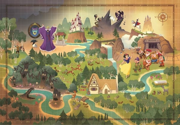 Clementoni Puslespil HQC Disney Story Maps - Snow White, 1000 brikker