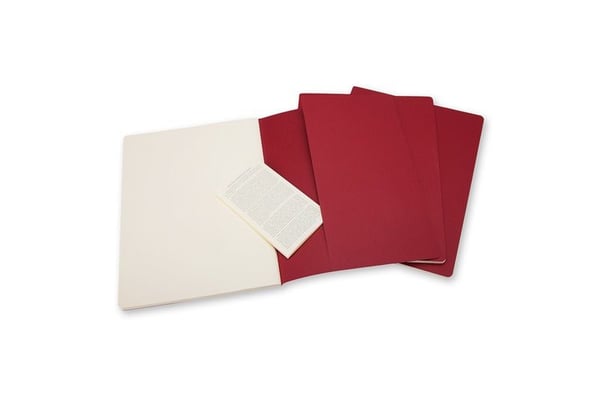 Moleskine Cahier Journal XL, olinjerad, mjukt omslag Cranberry Red (set med 3)