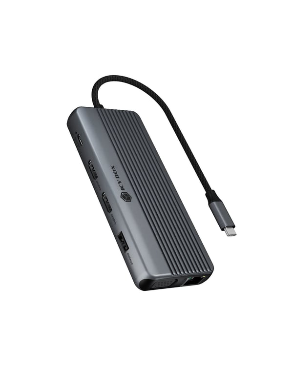 ICY BOX IB-DK4062-CPD - Dockningsstation - USB-C 3.2 Gen 1 - 2 x HDMI, VGA - 1GbE