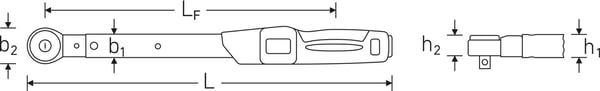Stahlwille 730NR/20 FK vääntömomenttiavain 30–150 ft lb 1/2" 513,5 mm 96503120
