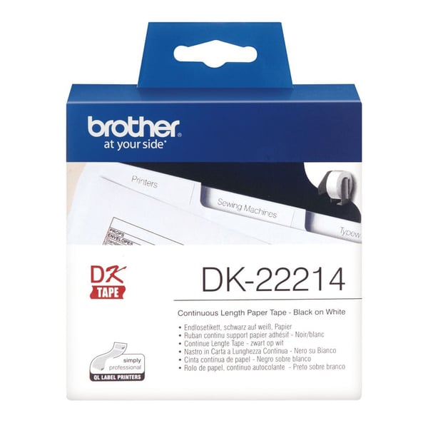 Brother DK-22214 - Hvit - Rull (1,2 cm x 30,5 m) termisk papir - for Brother QL-1050, QL-500, QL-550, QL-560, QL-570, QL-600, QL-650, QL-710, QL-72...