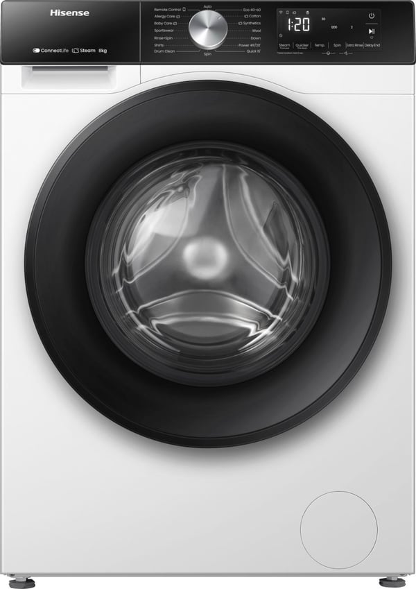 Hisense WF3S8043BW3, Frontmatet, 8 kg, B, 72 dB, 1400 RPM, A