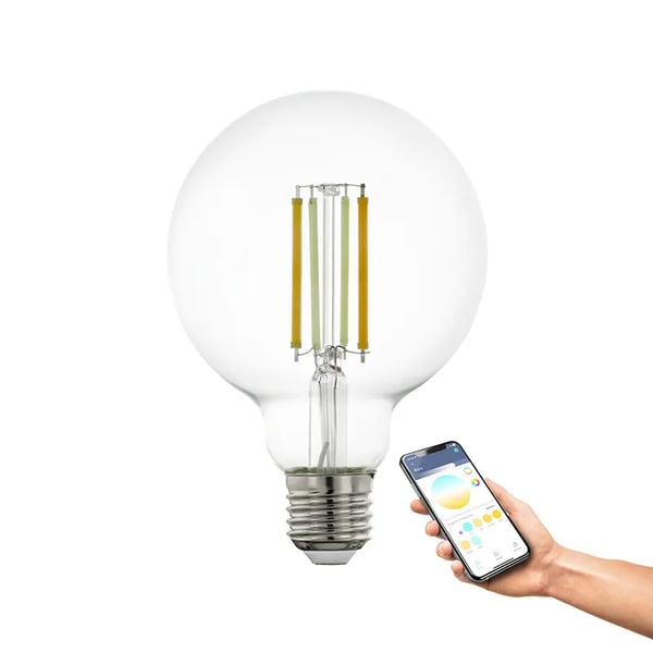 Eglo Connect-Z - LED-filamentlyspære - form: G95 - E27 - 6 W (ekvivalent 60 W) - klasse E - avstembar hvit - 2200-6500 K - gjennomsiktig