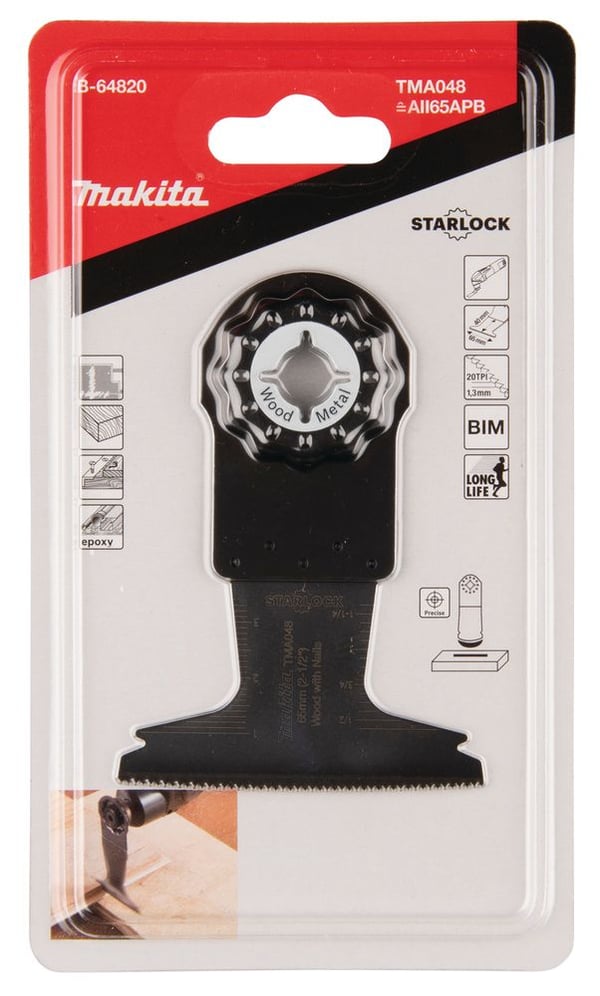 Makita monileikkuuterä 65mm - Aii65Apb Starlock puun ja karkaisemattoman metallin leikkaamiseen 1 kpl