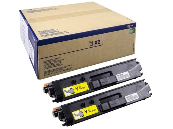 Brother TN329Y - 2-pack - gul - original - tonerkassett - för Brother DCP-L8450CDW