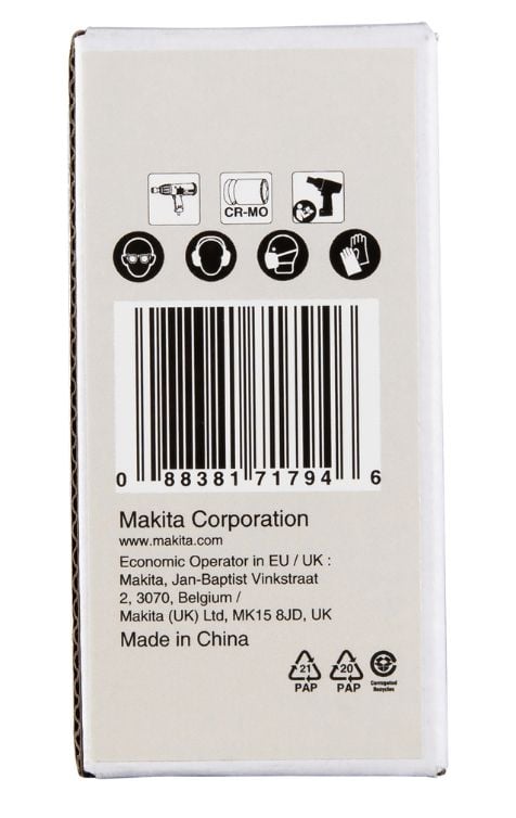 Makita E-22333, Kraftpipe, Svart, 1 hoder, 3/8", Metrisk, 19 mm