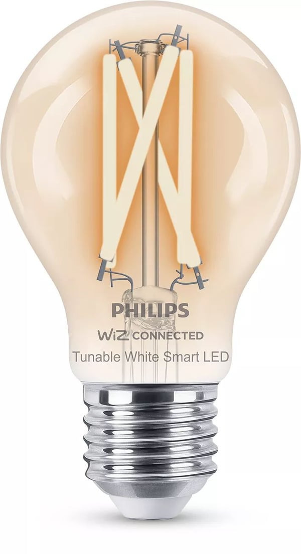 Philips Smart - LED-glödlampa med filament - form: A60 - klar finish - E27 - 7 W (motsvarande 60 W) - klass E - tonbar vit - 2700-6500 K