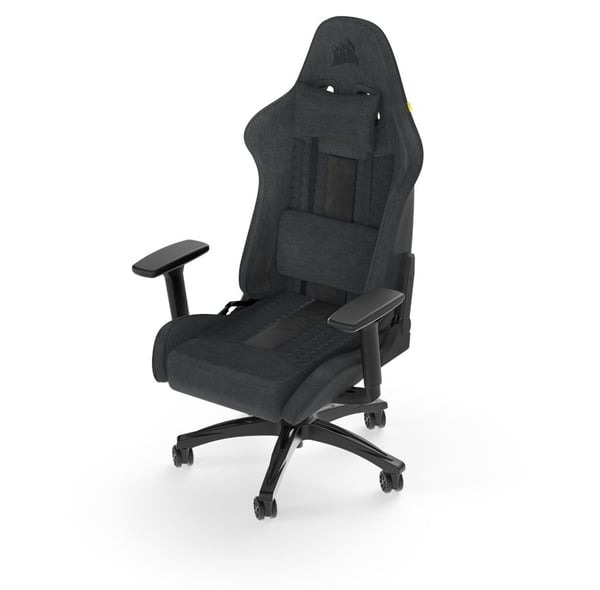 CORSAIR TC100 RELAXED - Spillestol - ergonomisk - armlener - T-formet - tipping - nylon, stålramme, mykt stoff - svart/grå