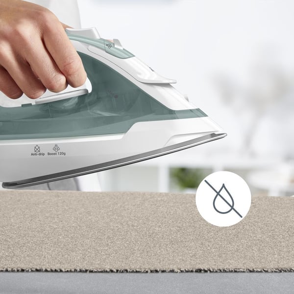 Tefal Virtuo FV2C42E0, Tørr & dampstrykejern, Keramisk strykesåle, 1,9 m, 120 g/min, Grønn, Hvit, 27 g/min