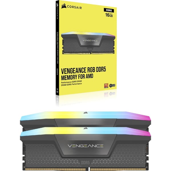 CORSAIR Vengeance RGB - DDR5 - sats - 16 GB: 2 x 8 GB - DIMM 288-pin - 5600 MT/s / PC5-44800 - CL40 - 1.25 V - ej buffrad - on-die ECC - grå