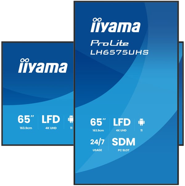 iiyama ProLite LH6575UHS-B2AG - 65" Diagonal klass (64.5" visbar) LED-bakgrundsbelyst LCD-skärm - digital skyltning - med inbyggd mediespelare, SDM...