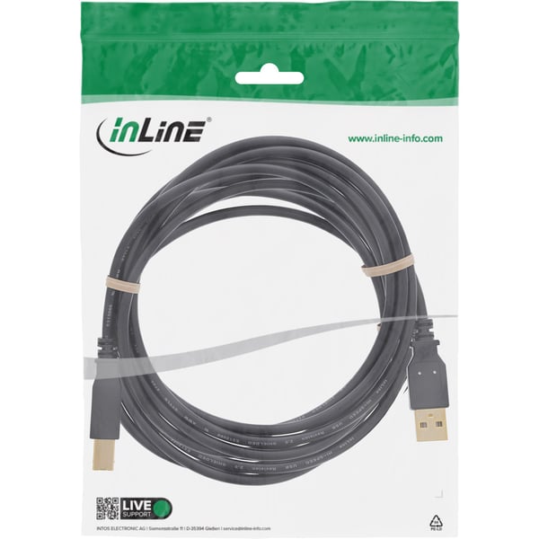 InLine 34535S, 3 m, USB A, USB B, Hanstik/Hanstik, 480 Mbit/s, Lajittelu