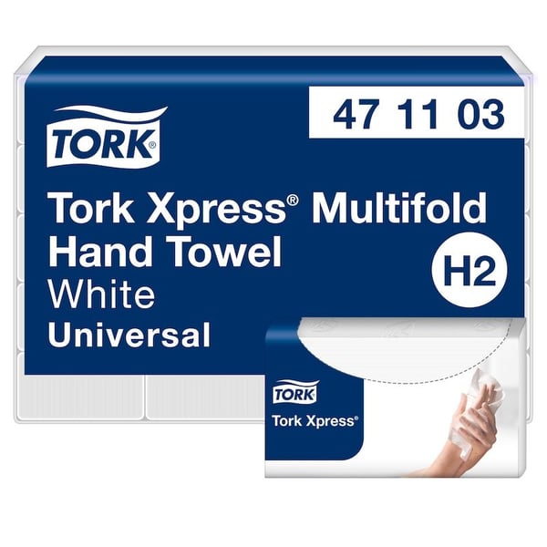 Tork Xpress® H2 Multifold Universal 2-kerroksiset käsipyyhkeet, valkoiset - (190 kpl x 20 pakkausta/laatikko) Tork Xpress® H2 Multifold Universal 2-kerroksiset käsipyyhkeet, valkoiset - (190 kpl x 20 pakkausta/laatikko)
